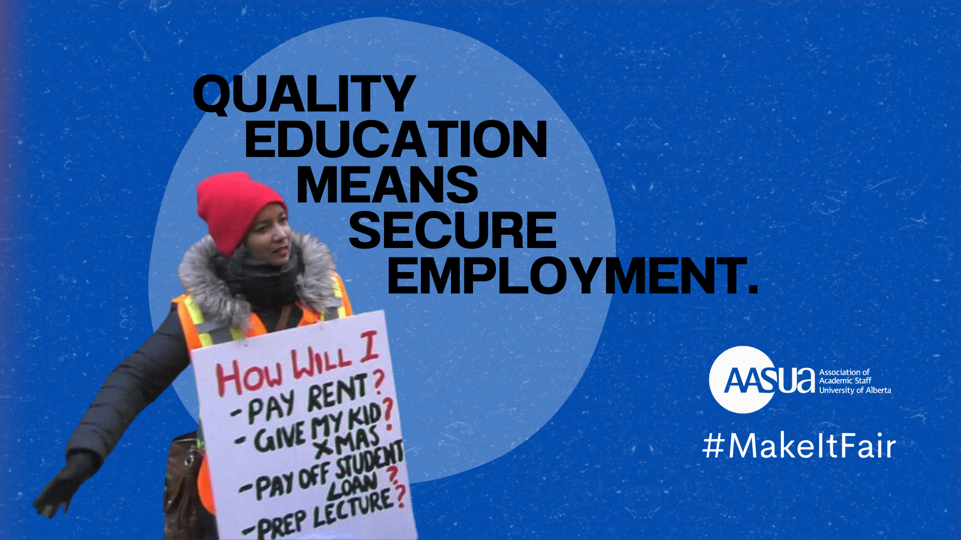 A graphic that says "Quality education means secure employment"