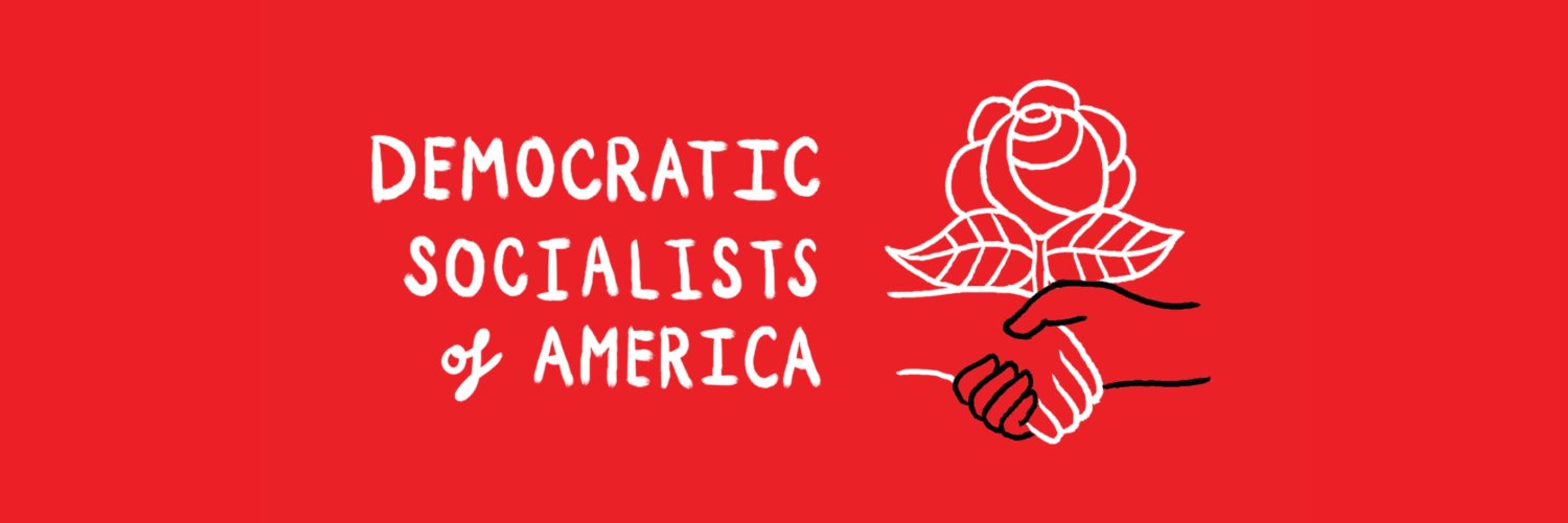 Red banner that says democratic socialists of america