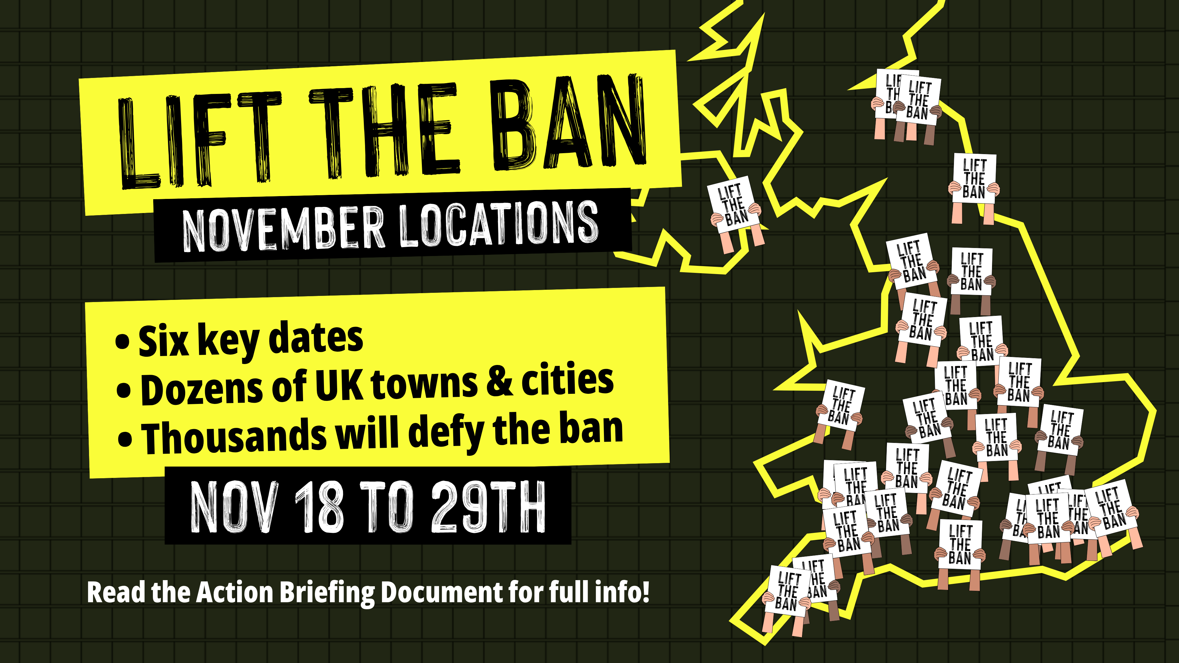 Lift The Ban actions to take place across the UK in November.