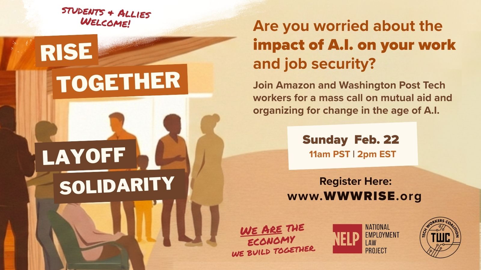 Join our mass call with laid off workers from Amazon and Washington Post Tech Guild (Feb. 22, 2026)
