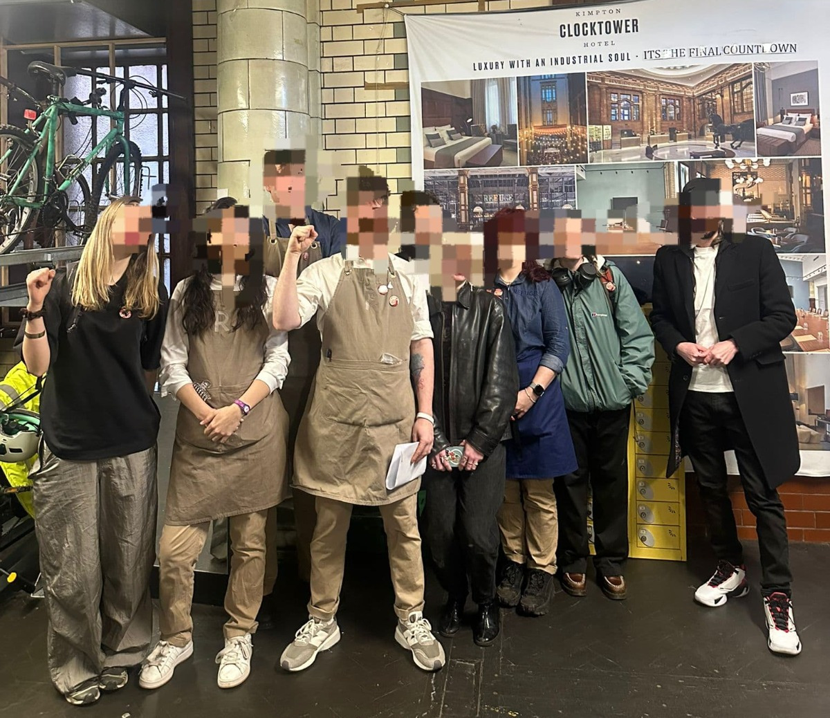 Clocktower Hotel workers (faces blurred for fear of victimisation)