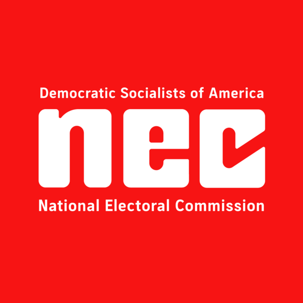 A black and white ballot box with a red ballot with a white Rose stamped on it being inserted into it