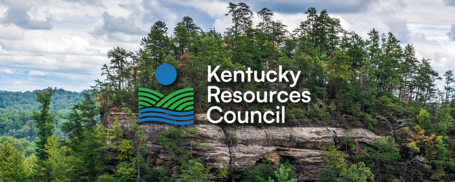 Kentucky Resources Council logo over image of cliffside in Red River Gorge