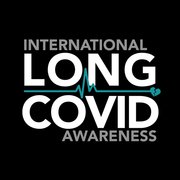 International Long Covid Awareness logo teal,gray, and black