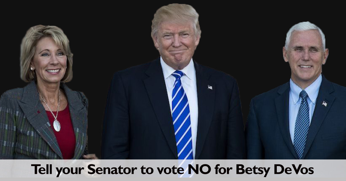 Image result for call your senator no devos