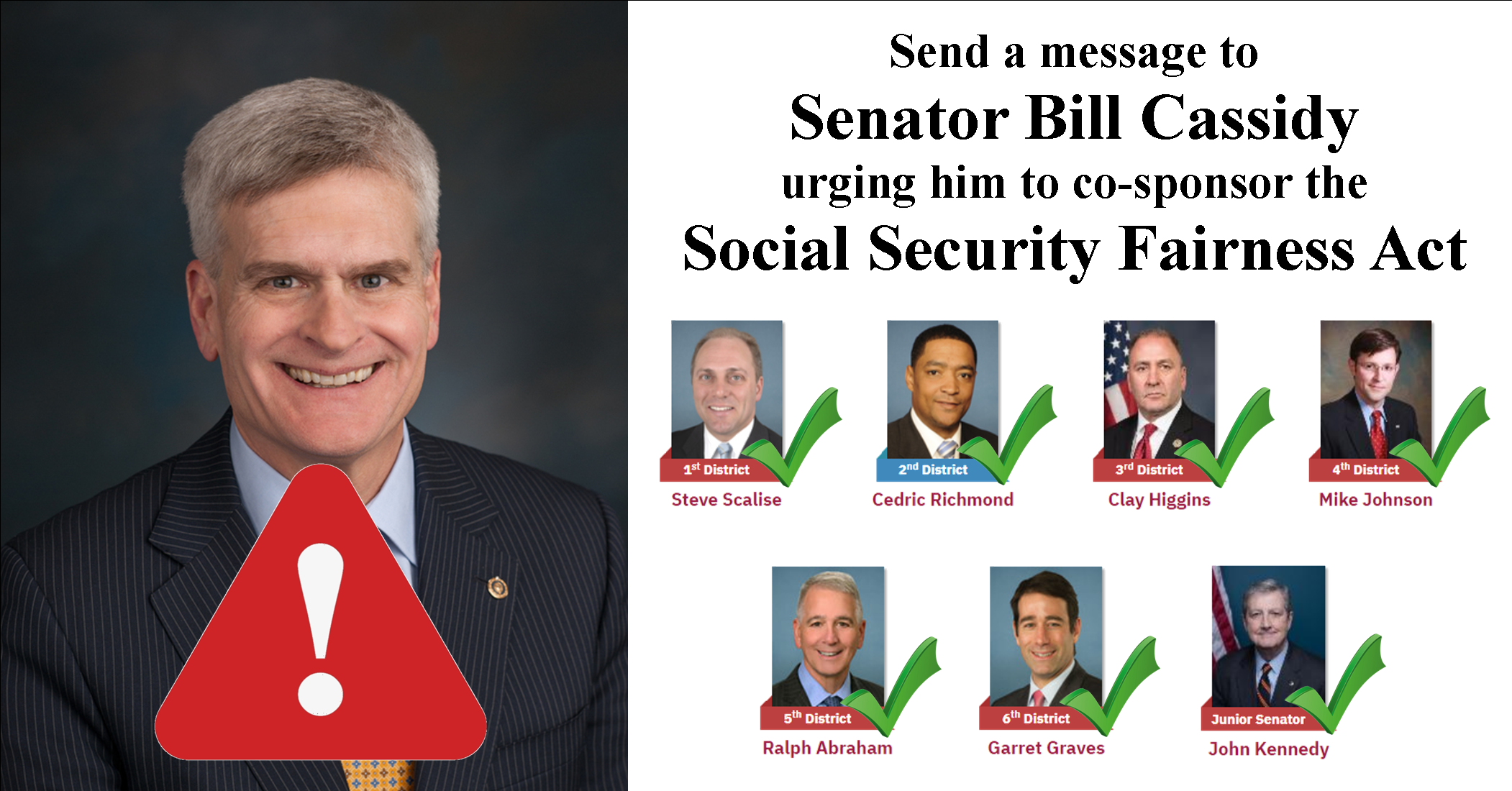Urge Bill Cassidy to Support S.521 Social Security Fairness Act