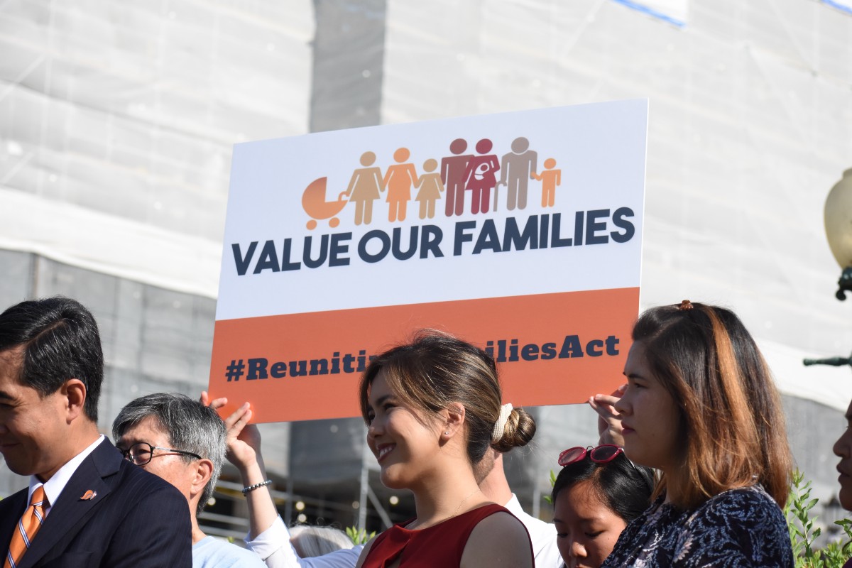 Value Our Families banner at a rally on Capitol Hill