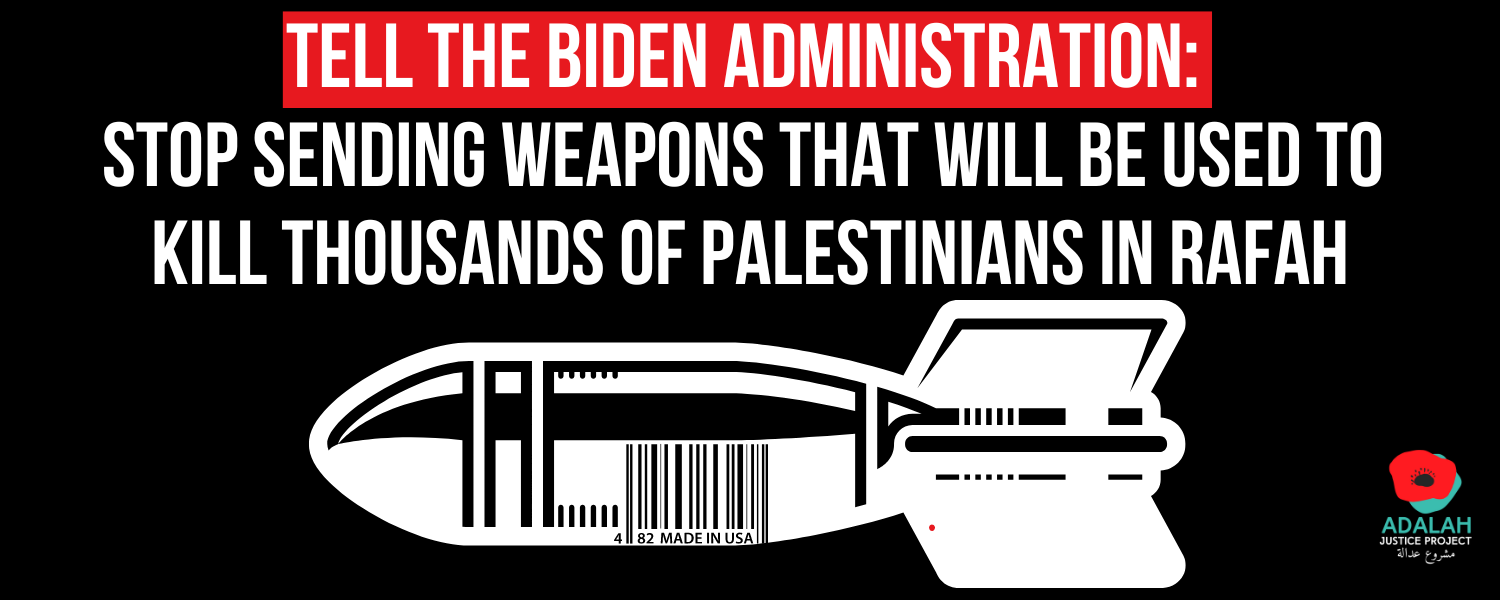 Tell the Biden Administration: Stop sending weapons that will be used to kill thousands of Palestinians in Rafah