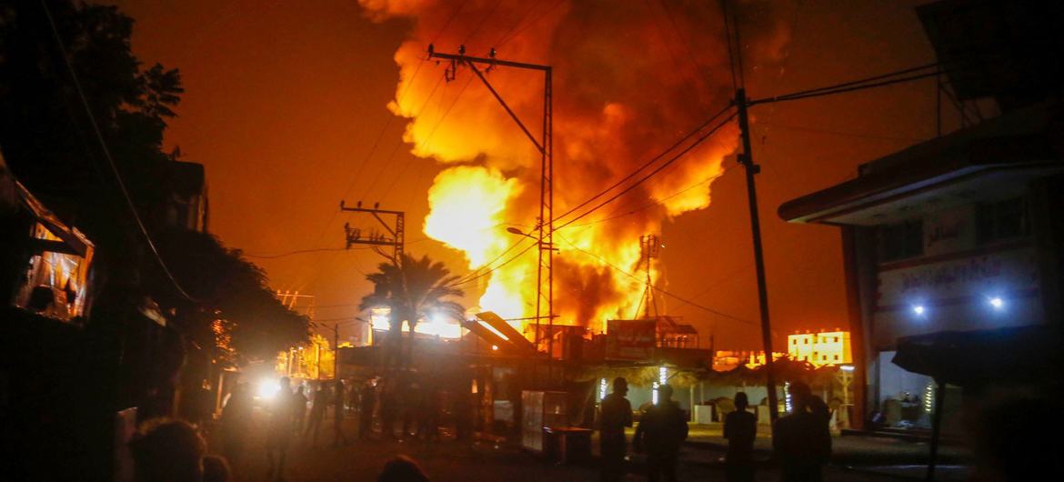 Palestinians are burned alive after an airstrike on their shelters on October 12, 2024.