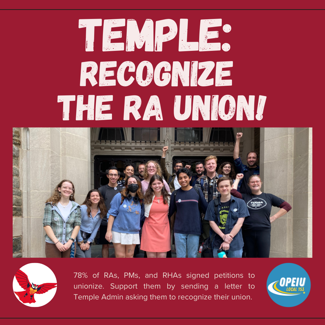 Temple Recognize RA Union!