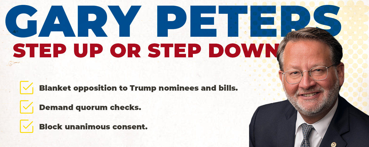Gary Peters: Step up for step down. 