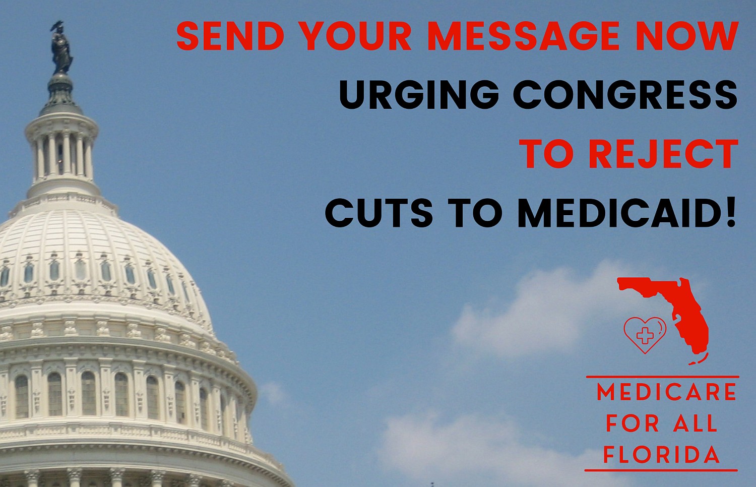 Banner "Send your message now to Congress to reject cuts to Medicaid"