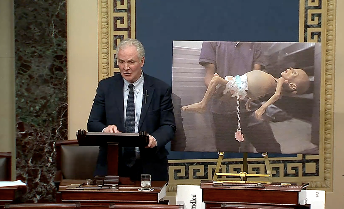 Sen. Chris Van Hollen highlights the plight of Palestinian children starved to death by Israel.