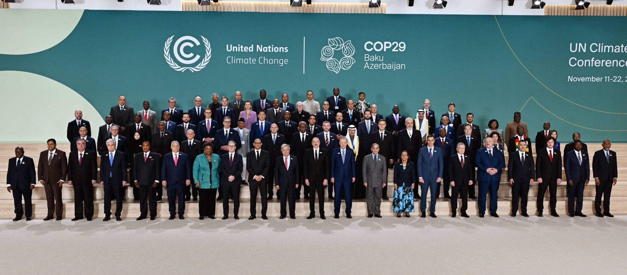 World leaders lined up for a group photo at COP29 climate summit in 2024