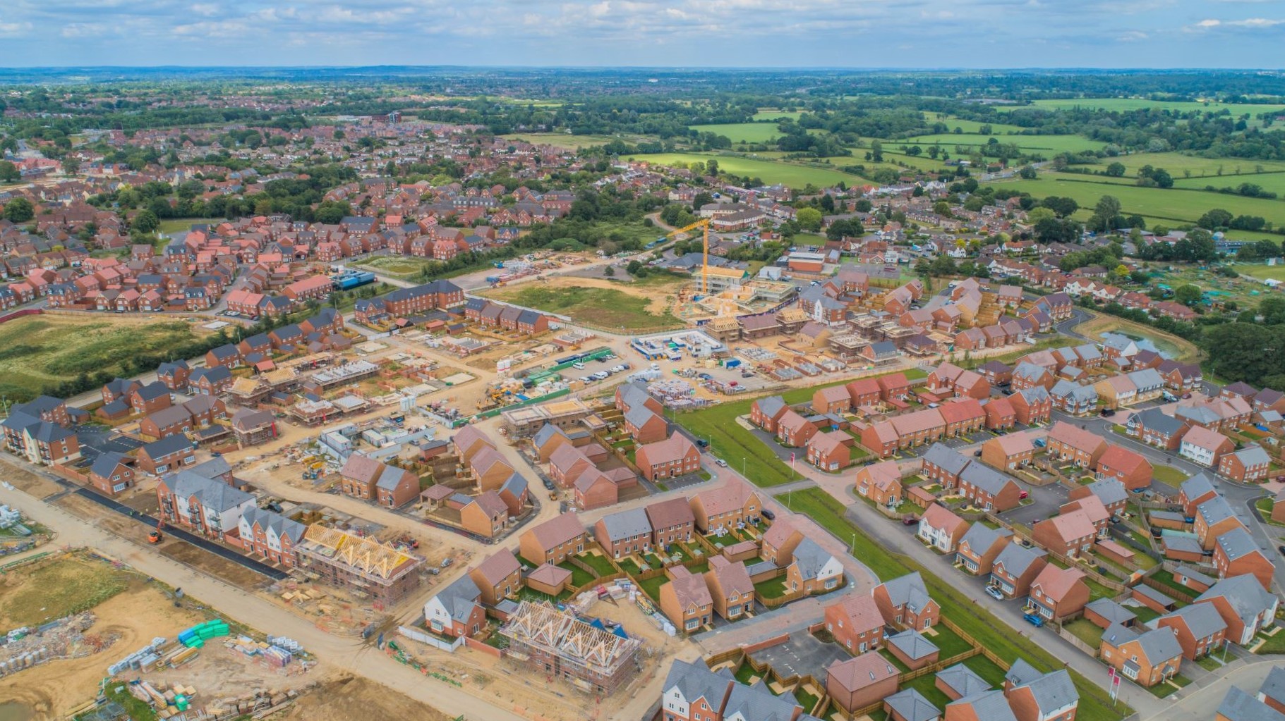 Aerial view of new housing estate being built
