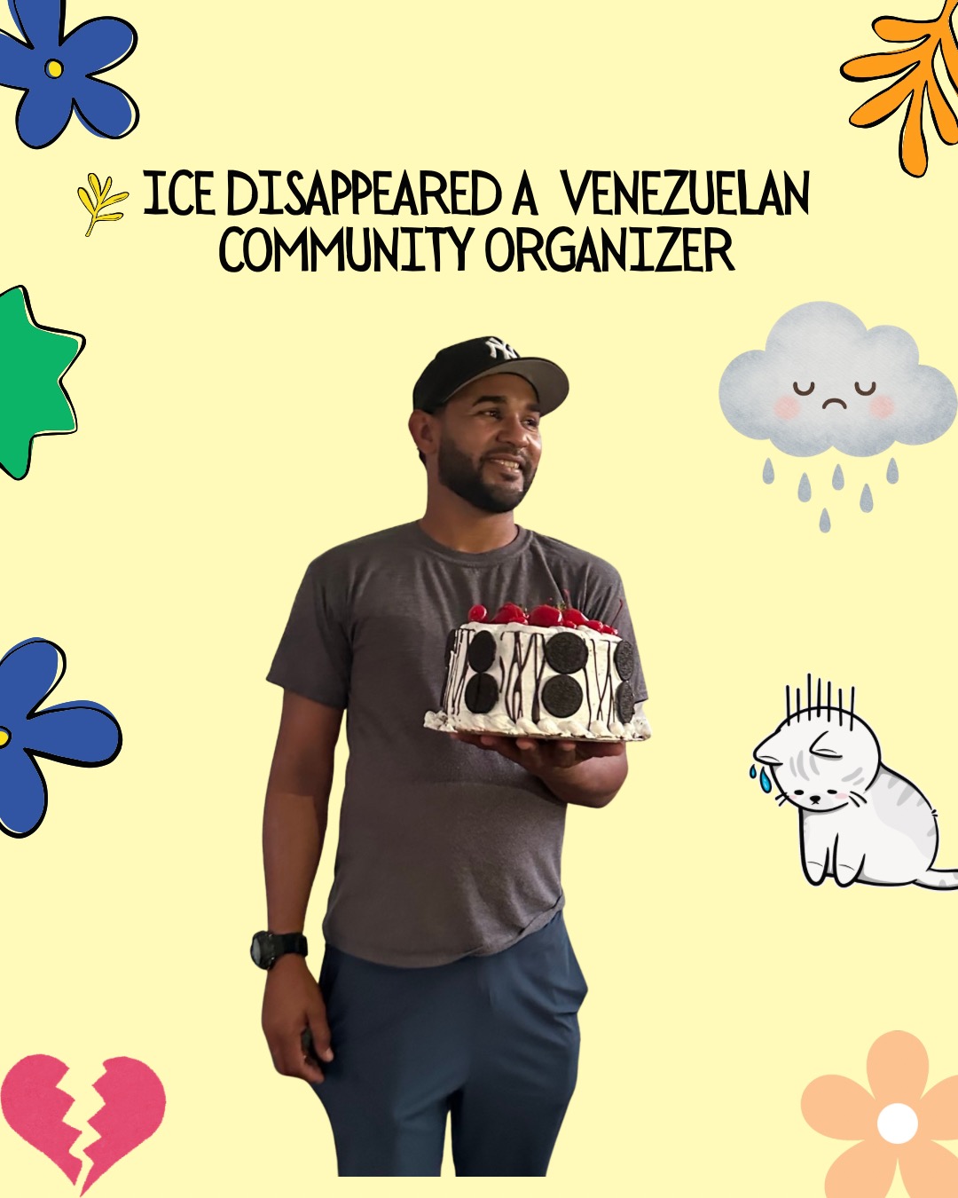 Frank holding a cake at his birthday