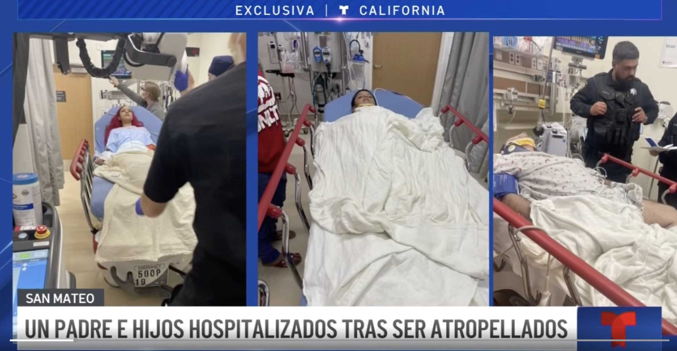 Family in hospital after crash