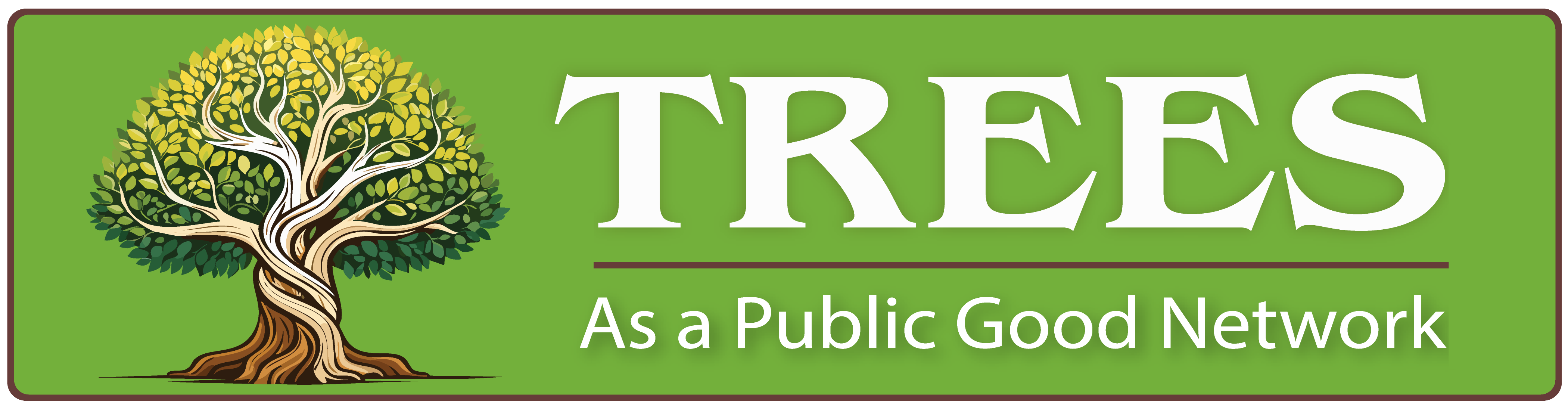 Logo of Trees As A Public Good Network. Image of a tree next to the name of the network.