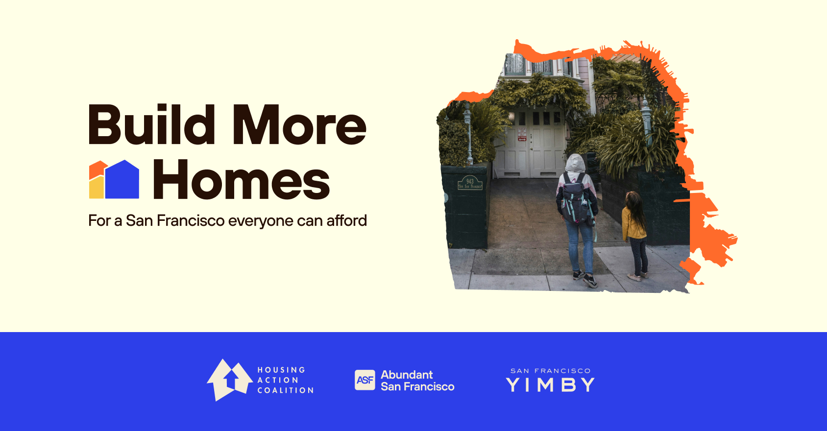 Text with image of children looking at a home 