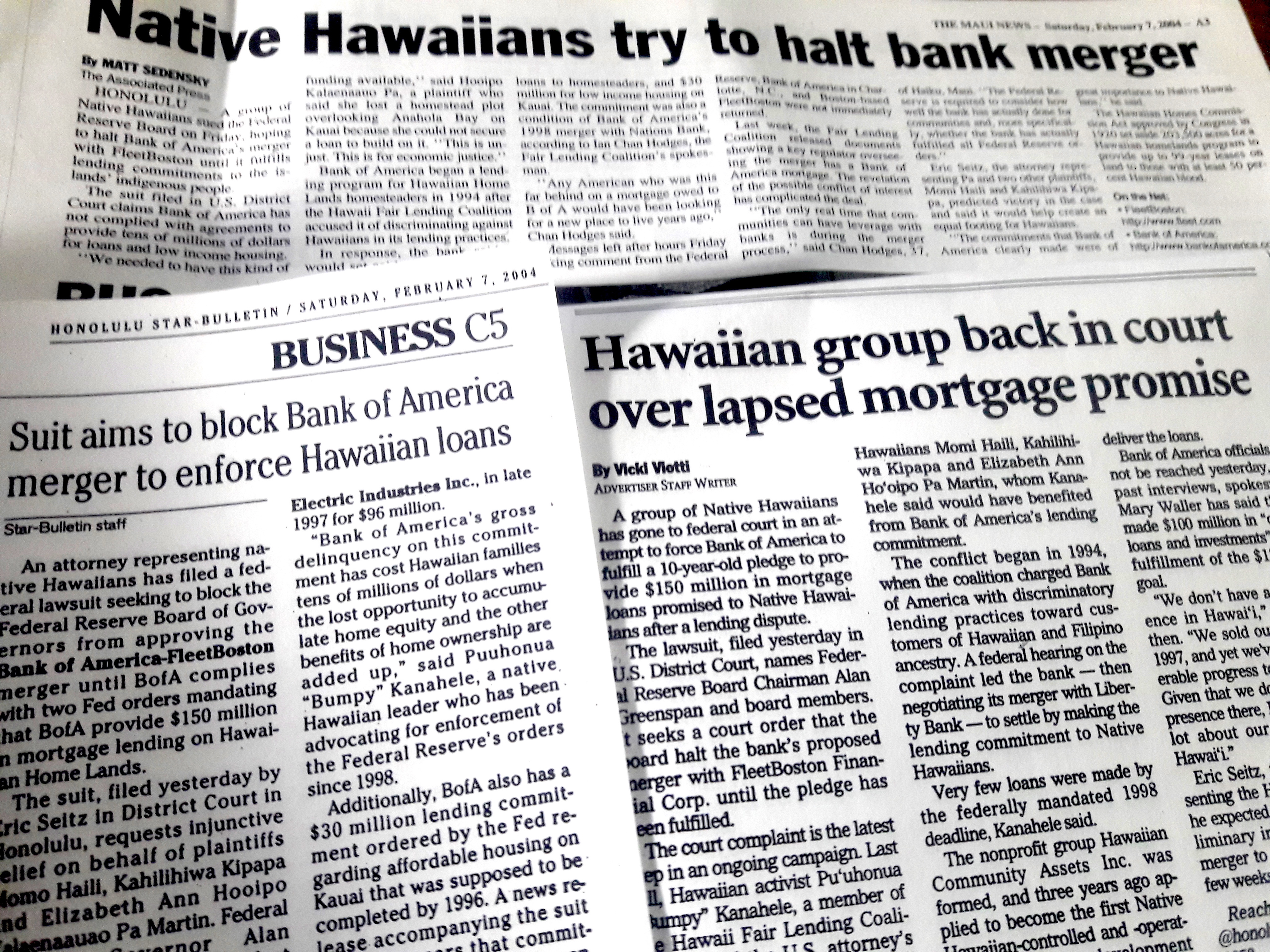 BofA Fulfill your 150 Million Hawaiian Homes commitment — which is