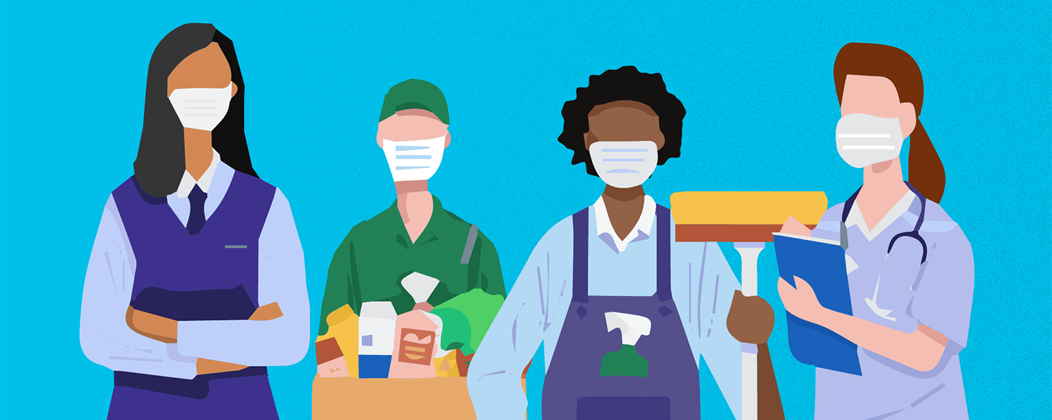 Drawn images of essential workers