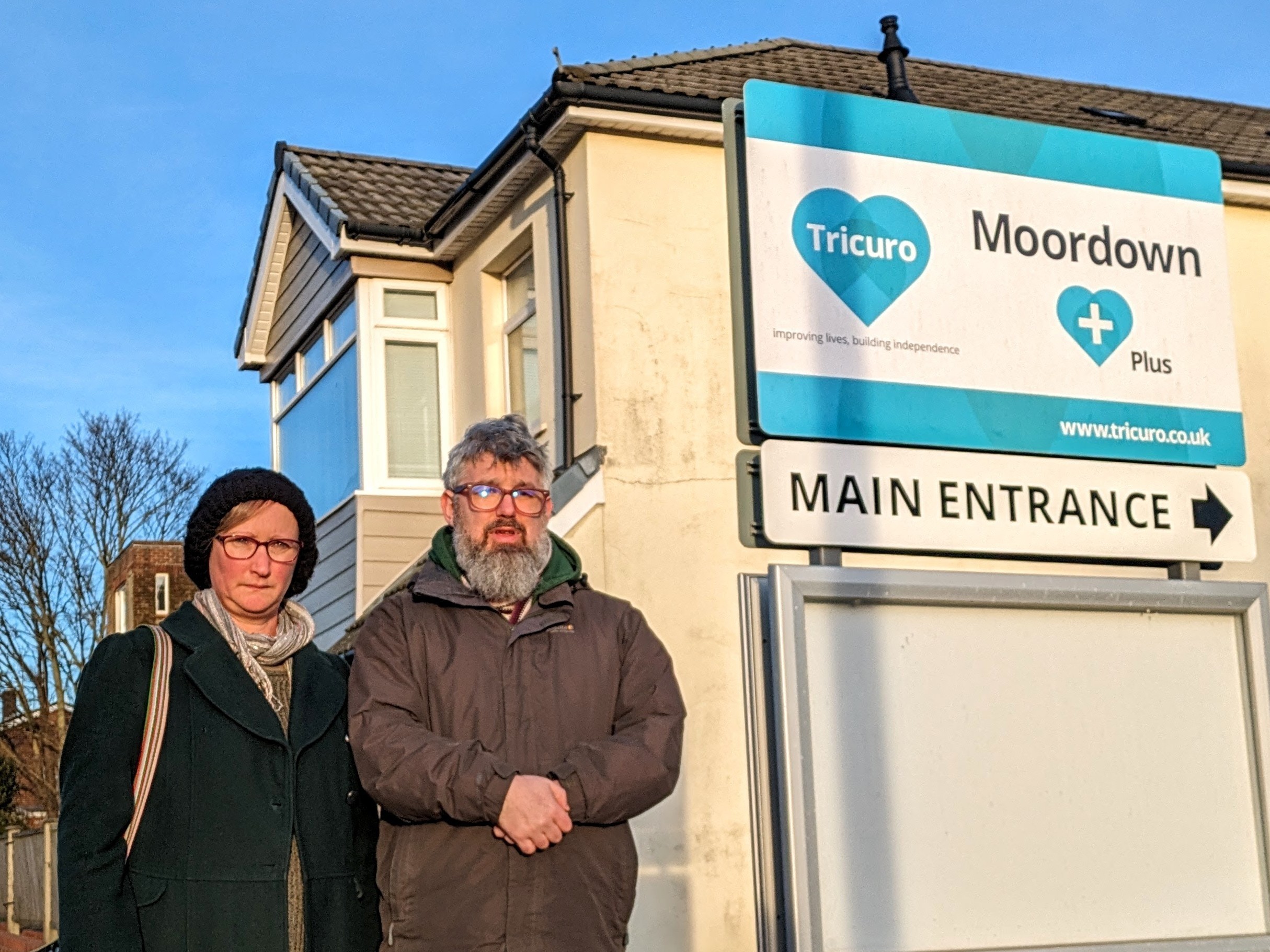 Kate and Joe Salmon outside the Moordown Plus building