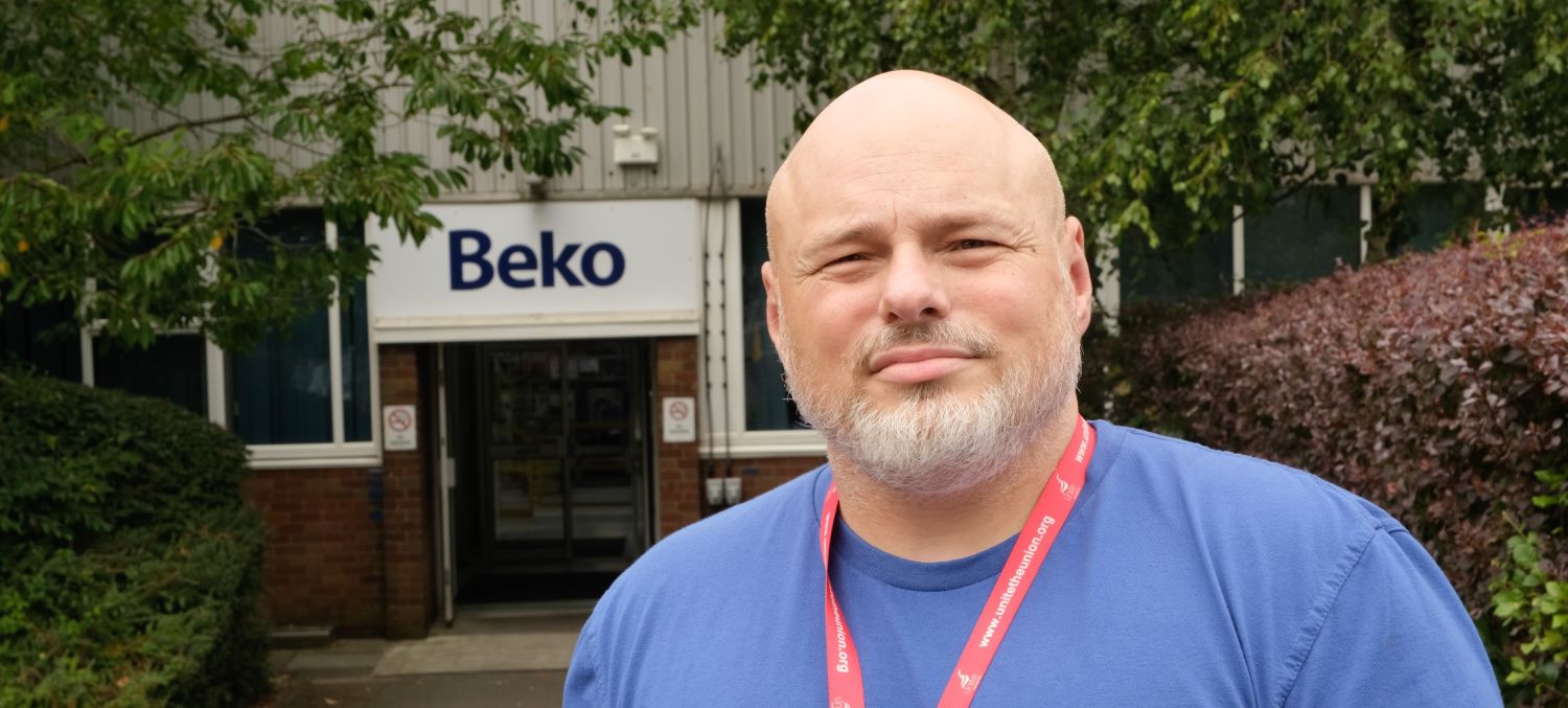 Unite rep Shane Beko tumble dryer factory