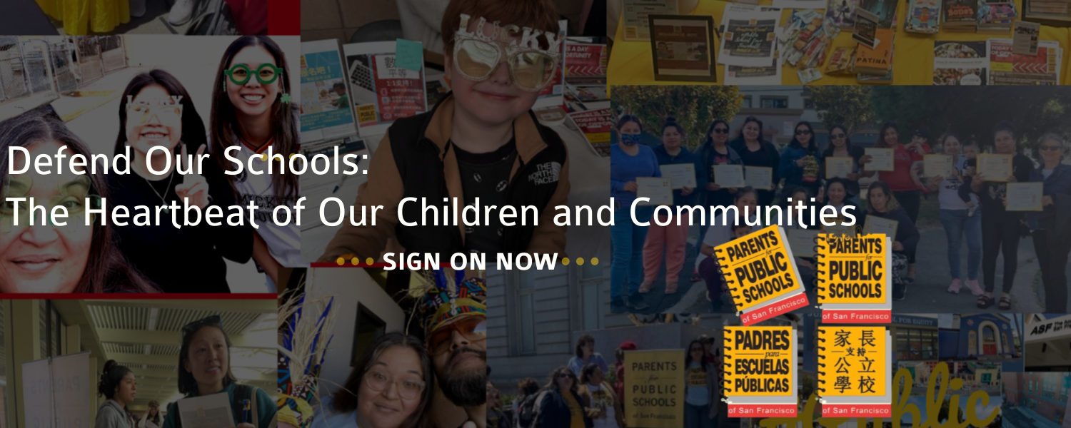  Collage of diverse community members holding signs and showing support for keeping schools open. Prominent text reads 'Defend Our Schools: The Heartbeat of Our Children and Communities'. A button below says 'Sign On Now