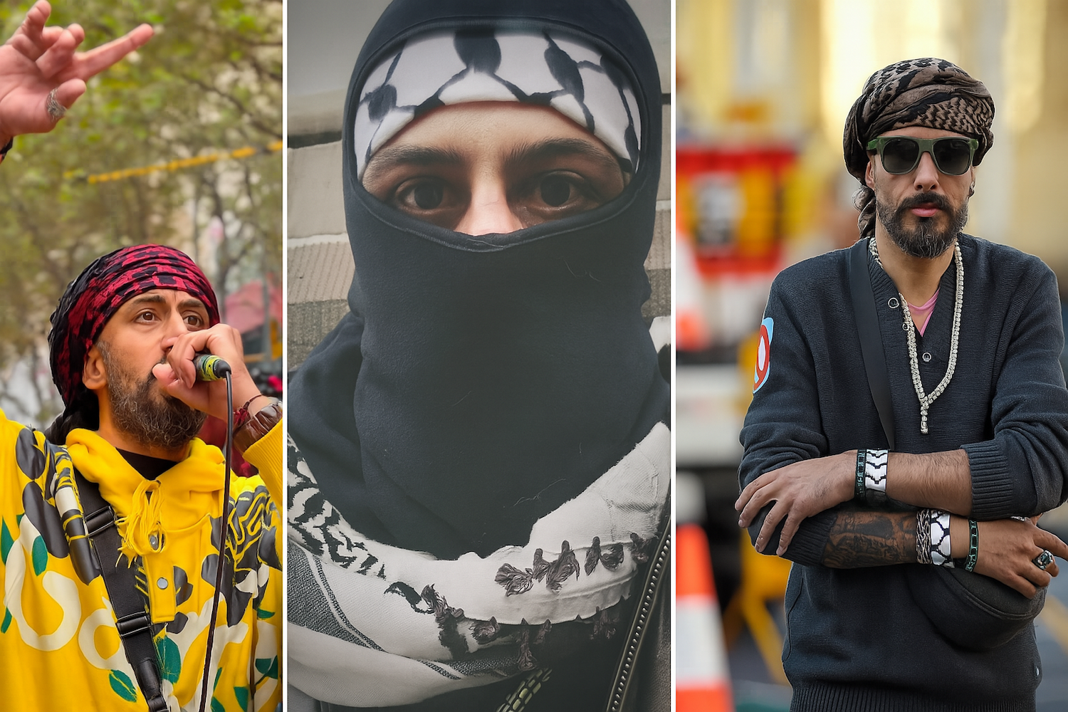 Mohammad Sharab dressed as a terrorist