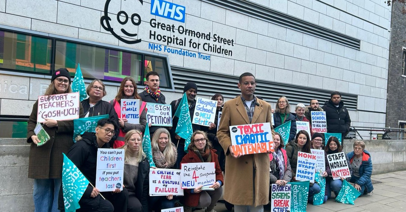 Daniel Kebede with NEU Members Outside Great Ormond Street Hospital