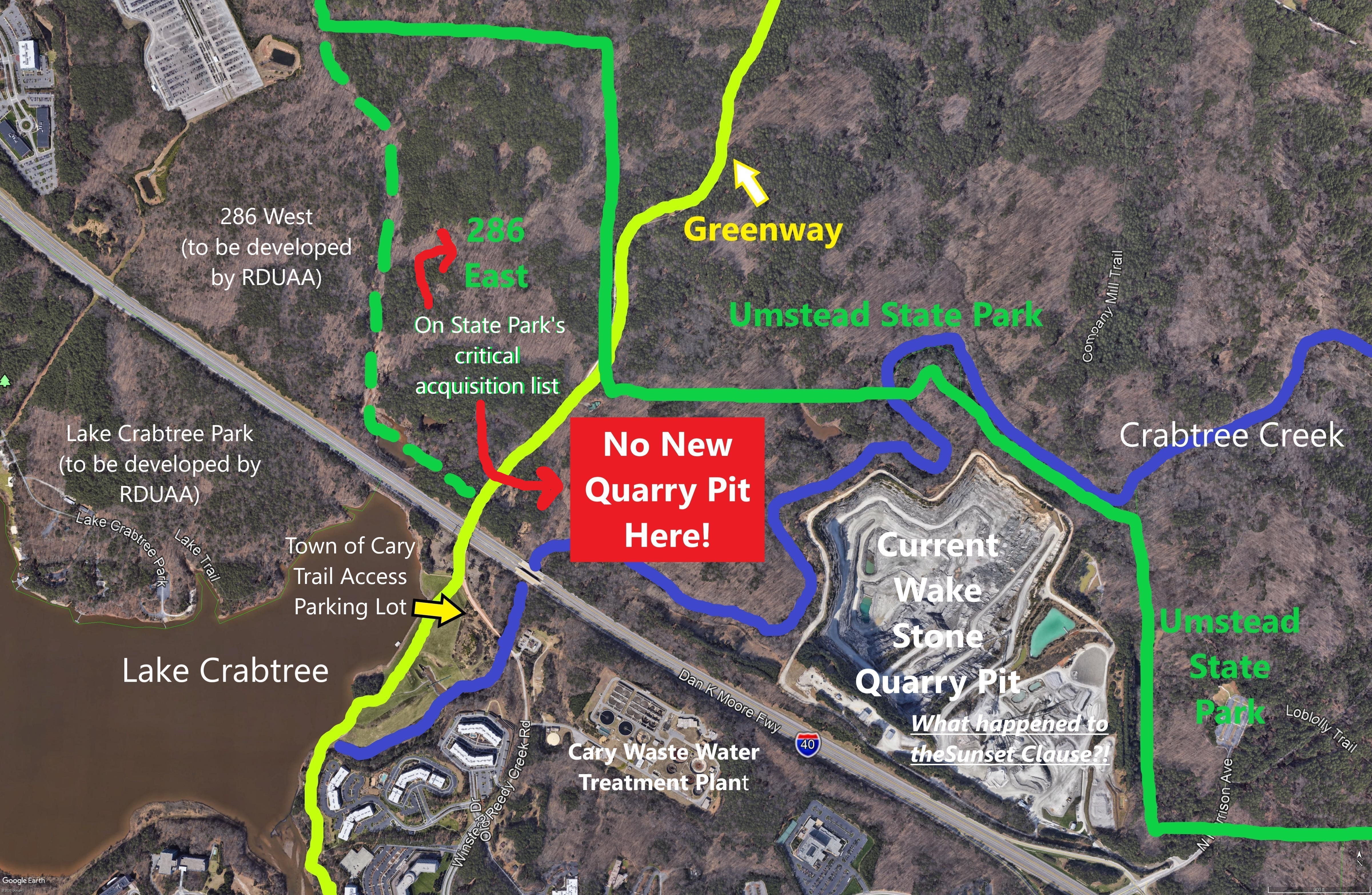 Protect Umstead State Park amp Tell - No Quarry Map Labeled With Sunset Clause 