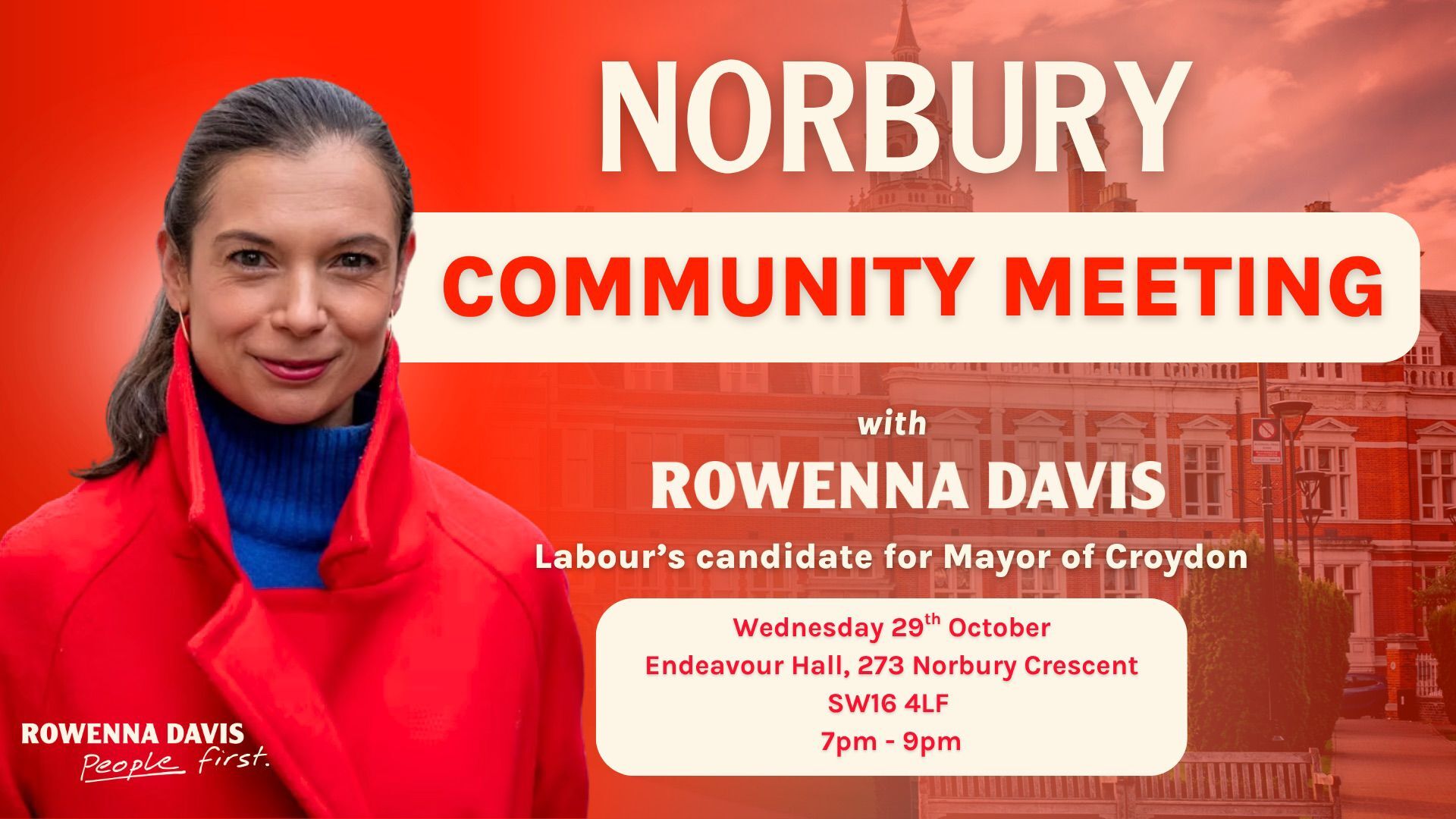 You're invited: Norbury Community Meeting with Rowenna Davis