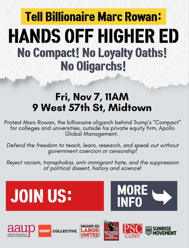 November 7: Hands Off Higher Ed: No Compact! No Loyalty Oaths! 