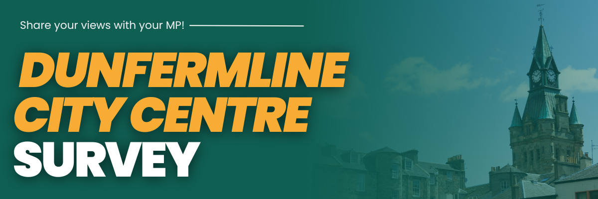 Graphic of Dunfermline Community Survey with City Chambers in background. 