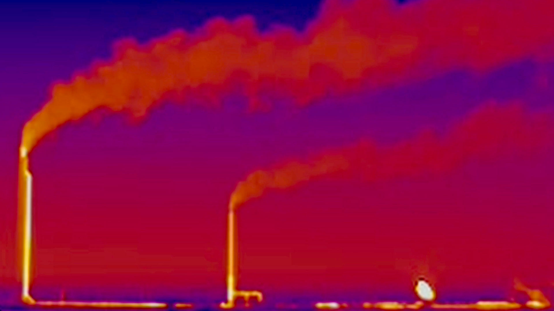 thermal image of methane emissions from smoke stacks