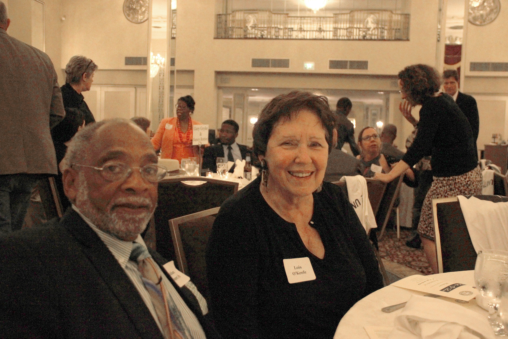 Julian Jasper, retired AFLCIO labor liaison (L) and Lois O'Keefe, friend of labor and event Host Julian Jasper, retired AFLCIO labor liaison (L) and Lois O'Keefe, friend of labor and event Host