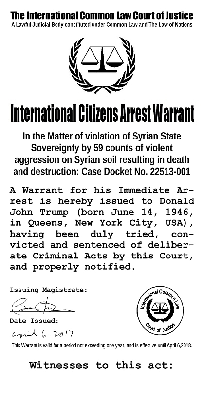 CITIZENS' ARREST WARRANT 