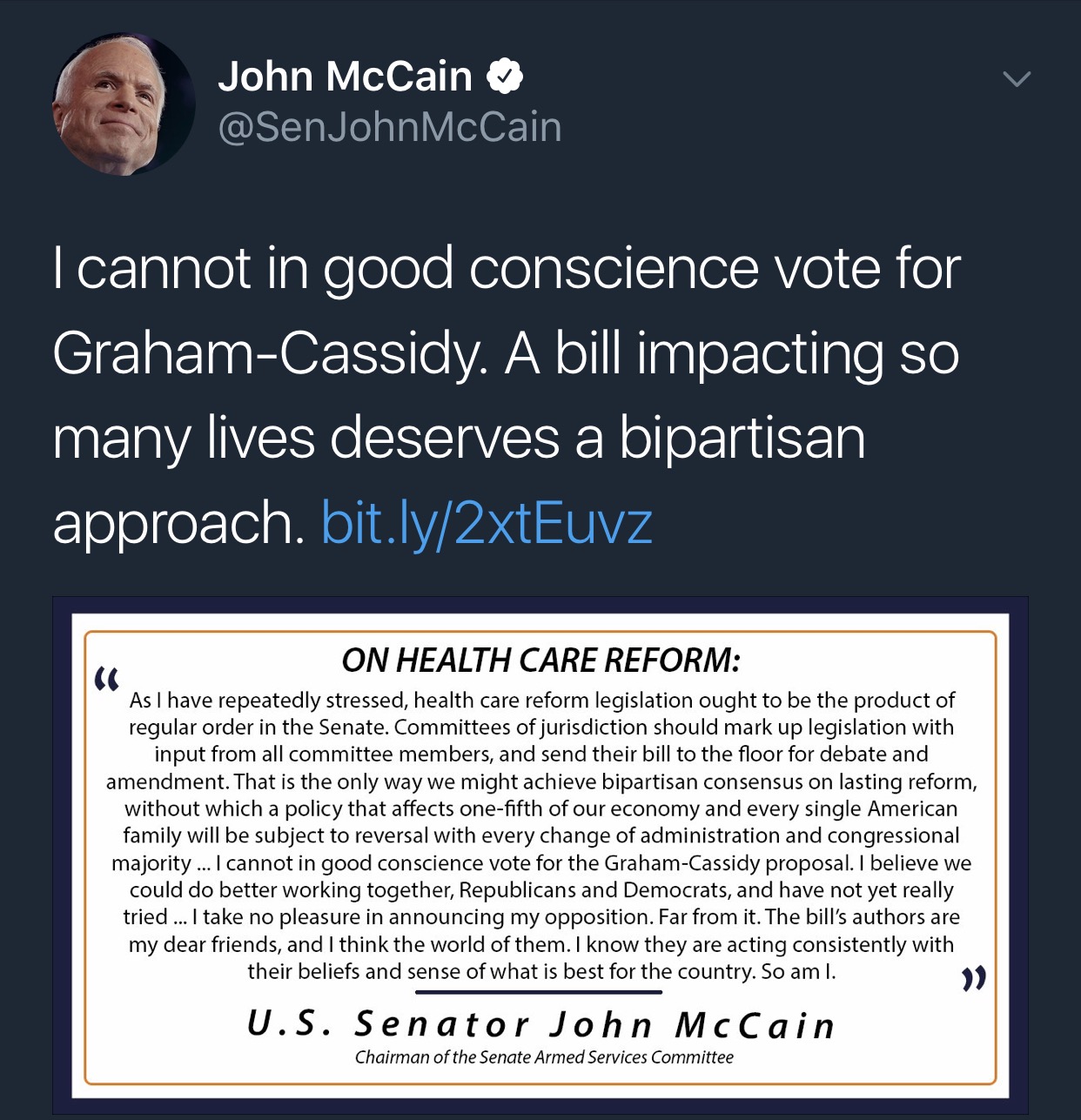 Thank you for saving our care, John McCain! Action Network