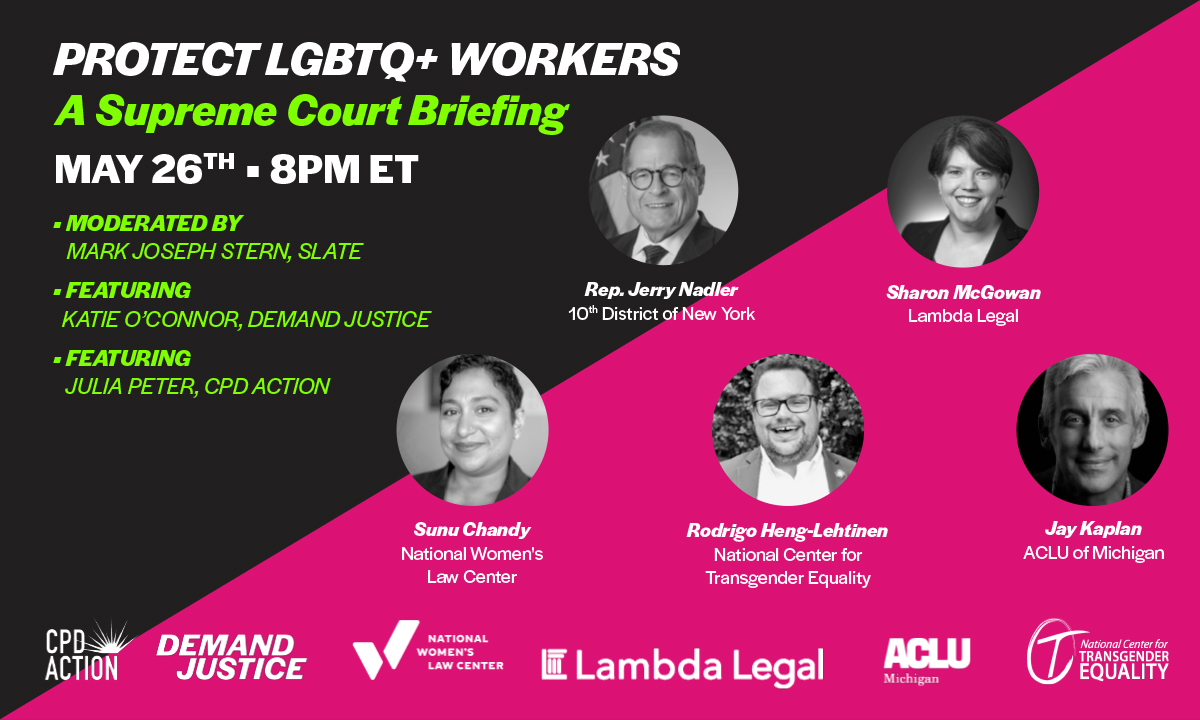 Tuesday, 8pm Eastern -- Protect LGBTQ+ Workers -- A Supreme Court Briefing