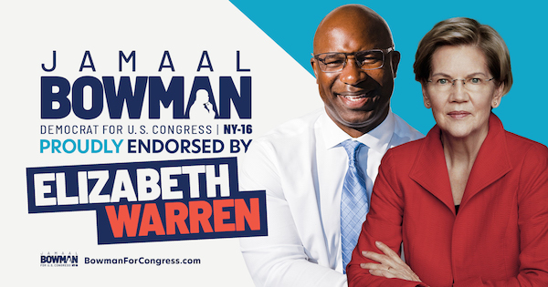 Jamaal Bowman and Elizabeth Warren