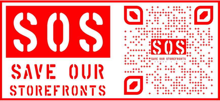 sos logo and qr code to website