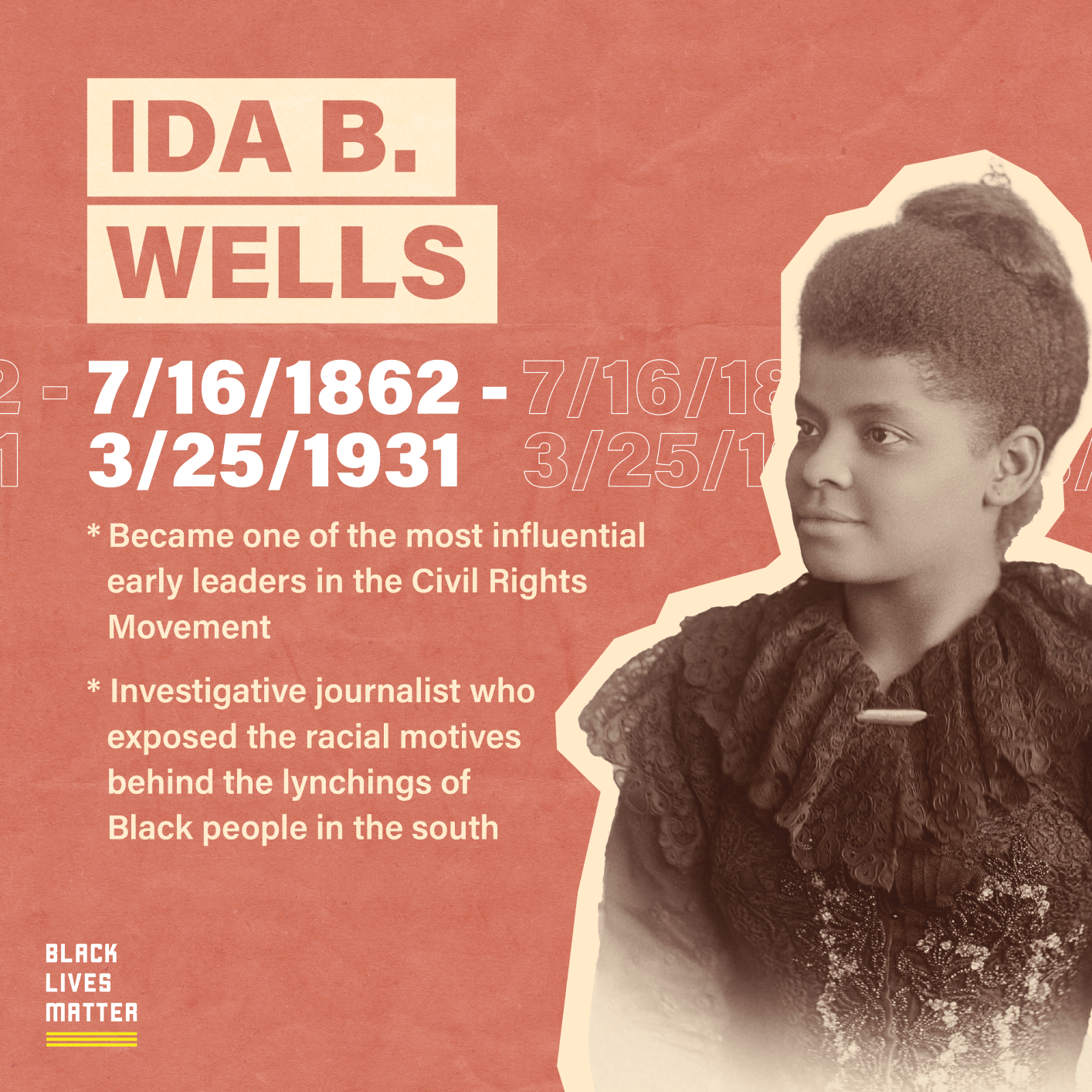 Happy Birthday Ida B. Wells! | 7/16/1862-3/25/1931 | She was an investigative journalist who exposed the racial motives behind the lynchings of successful Black people in the south, she was born into slavery several months before the signing of the Emancipation Proclamation, and she became one of the most influential early leaders in the Civil Rights Movement.