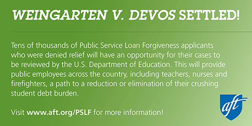 Nov. 3 6pm AFT Clinic on Public Service Loan Forgiveness