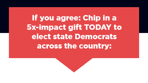 If you agree: Chip in a 5x-impact gift TODAY to elect state Democrats across the country: