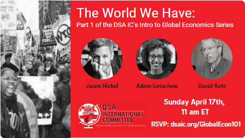 event title and subtile with pictures of the three panelist on a red background 
