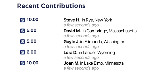 Look at these donations come in!
