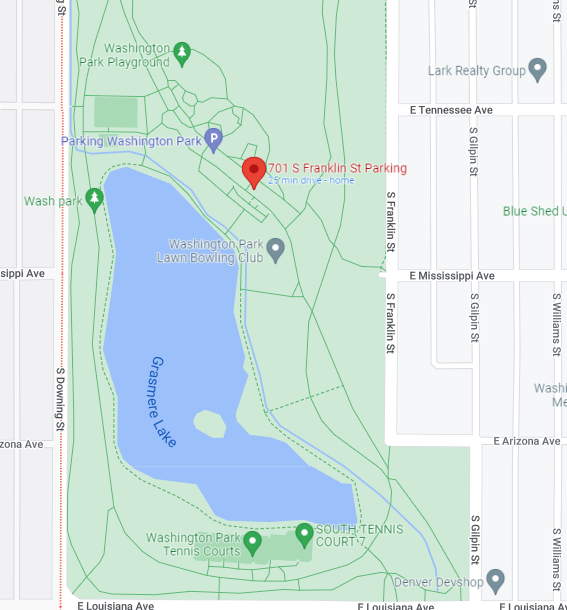 Photo of map indicating where the parking is