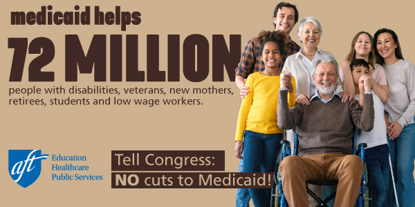 Hands Off Our Medicaid! A group of young and old people representing 72 million Americans.