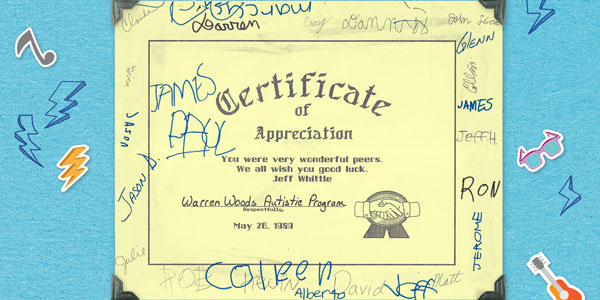 Certificate of appreciation for Jeff Whittle; graphic enhanced by Jennifer Berney.