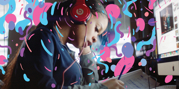 Student listens to the beats.